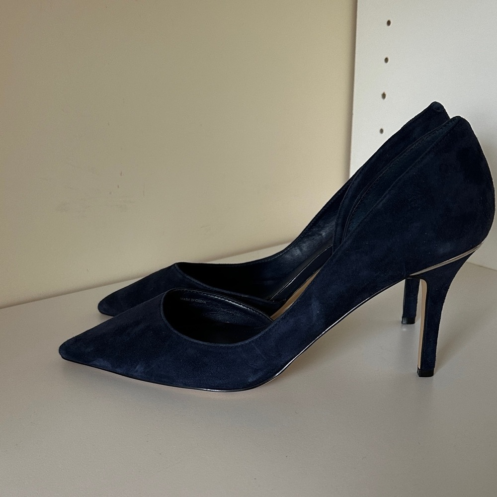 White House Black Market Deep Navy Suede Pointed-Toe Pumps